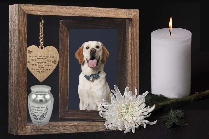 Memorial Picture Frame Fits 4”x6” Silver Medium Urn + Wooden Photo Frame