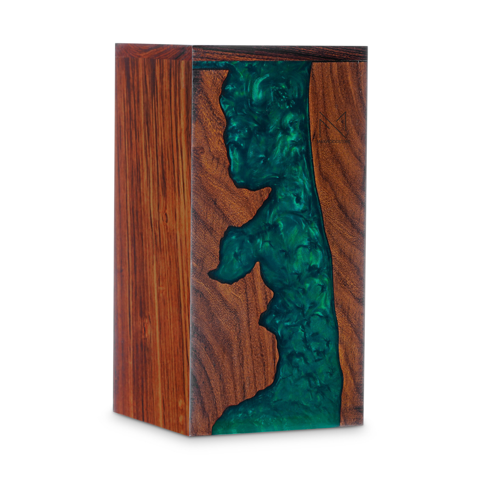 Wooden Urn Box Rosewood And Green Resin Memorial Urn Box For Human Ashes