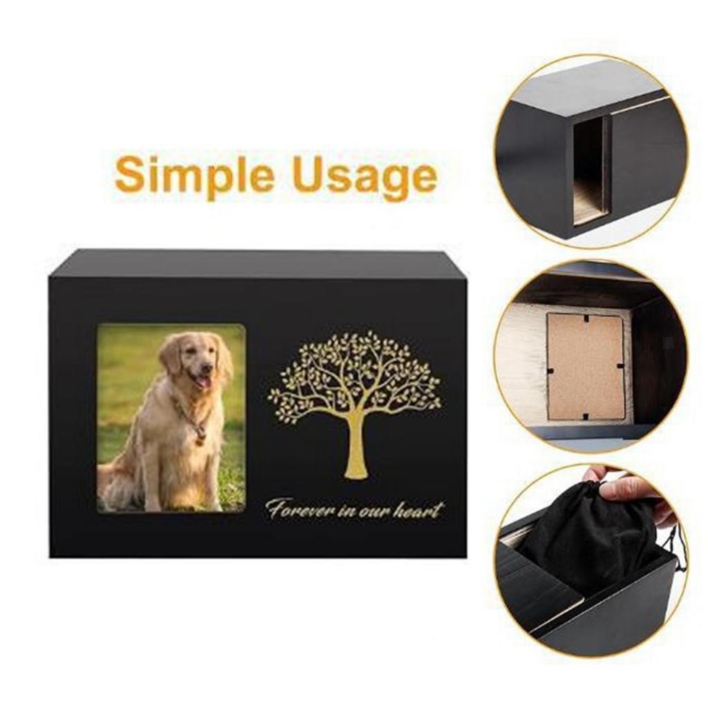 Pet Cremation Urn Supplies with Photo Frame Commemorative Wood Funeral Memorial