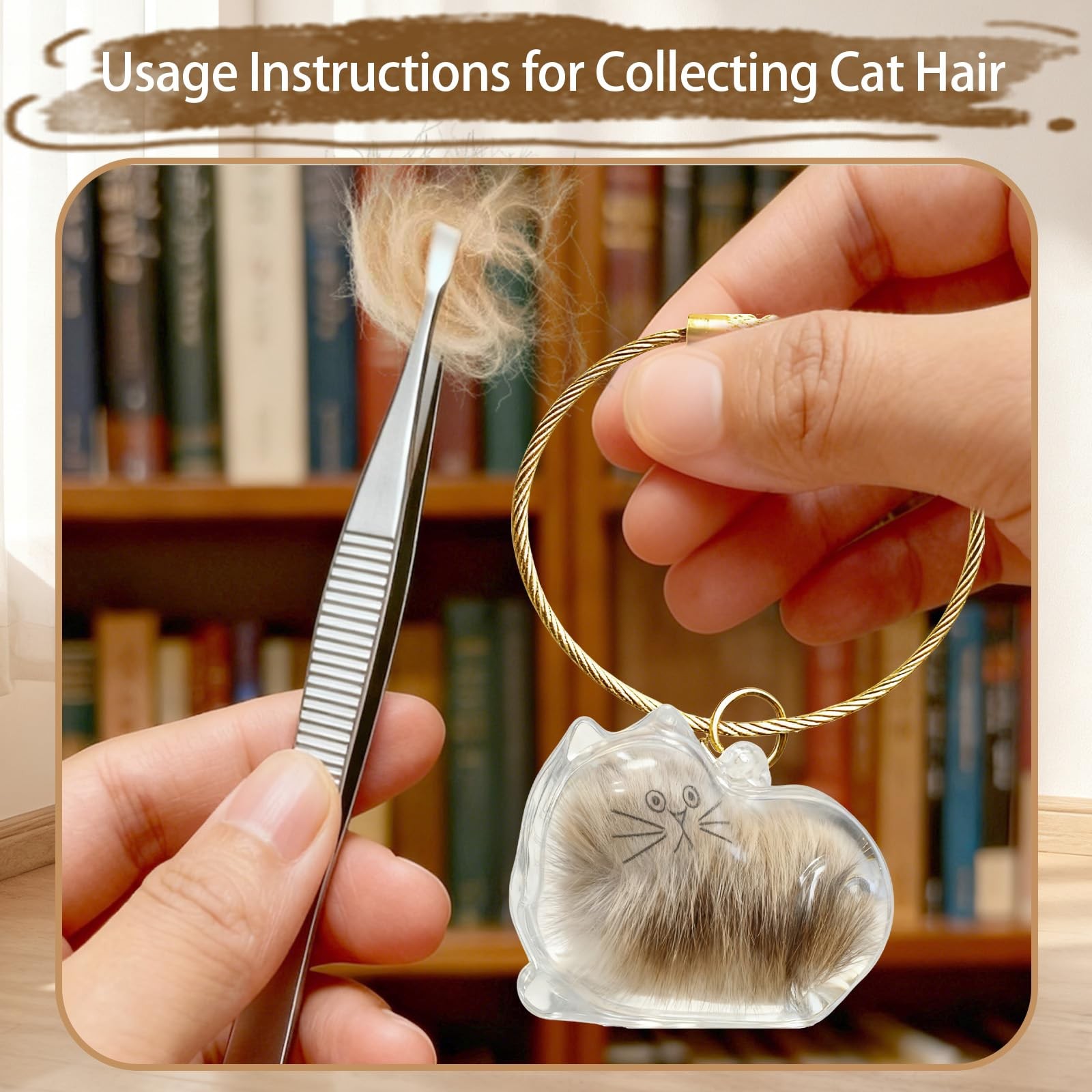 JYMLWWR 4-Piece Cat Hair Keychain & Fur Memory Charm – Exclusive white