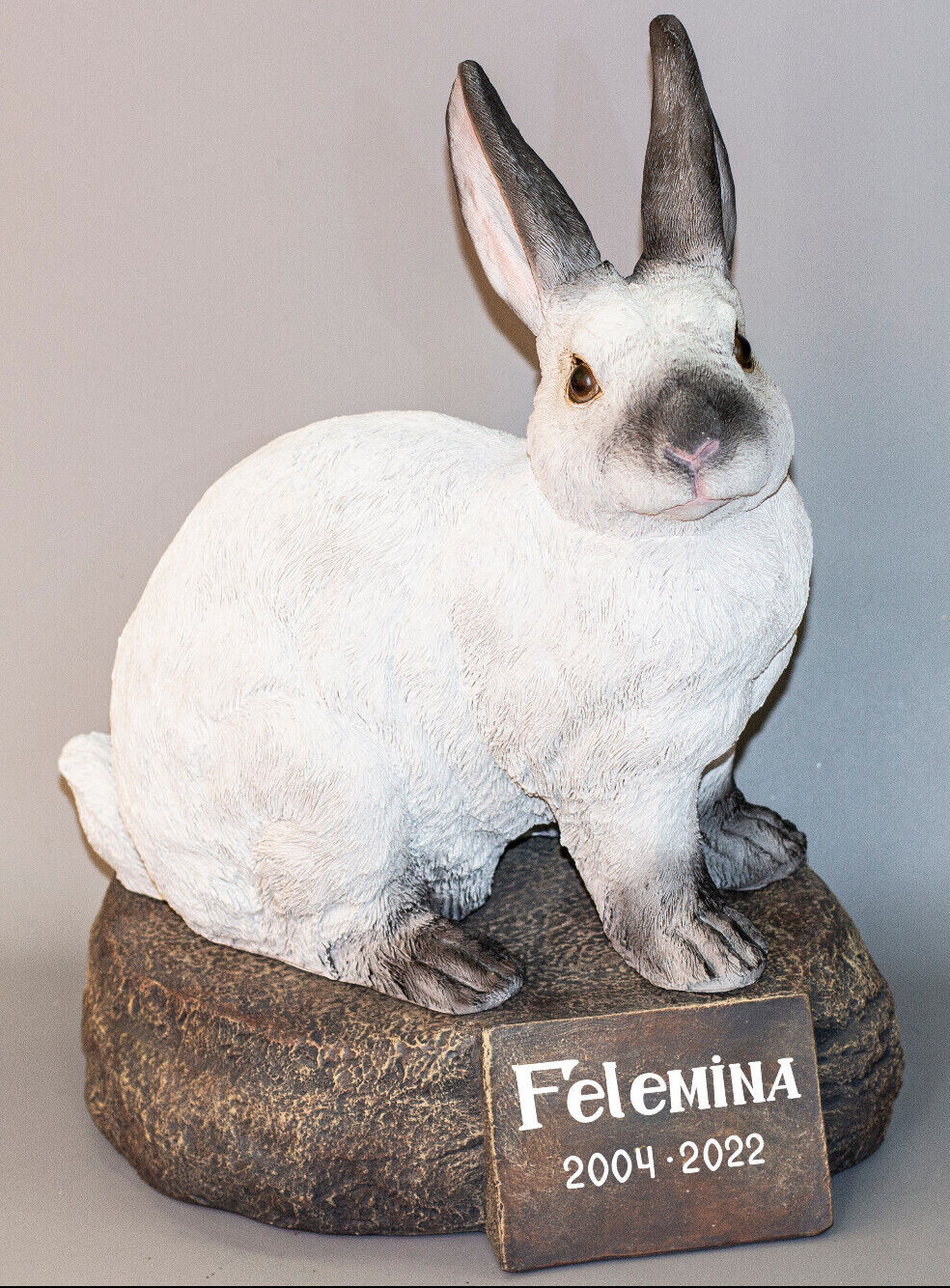 Large Rabbit Urn Bunny Memorial Stone Statue Pet Ashes Unique Remembrance Plaque