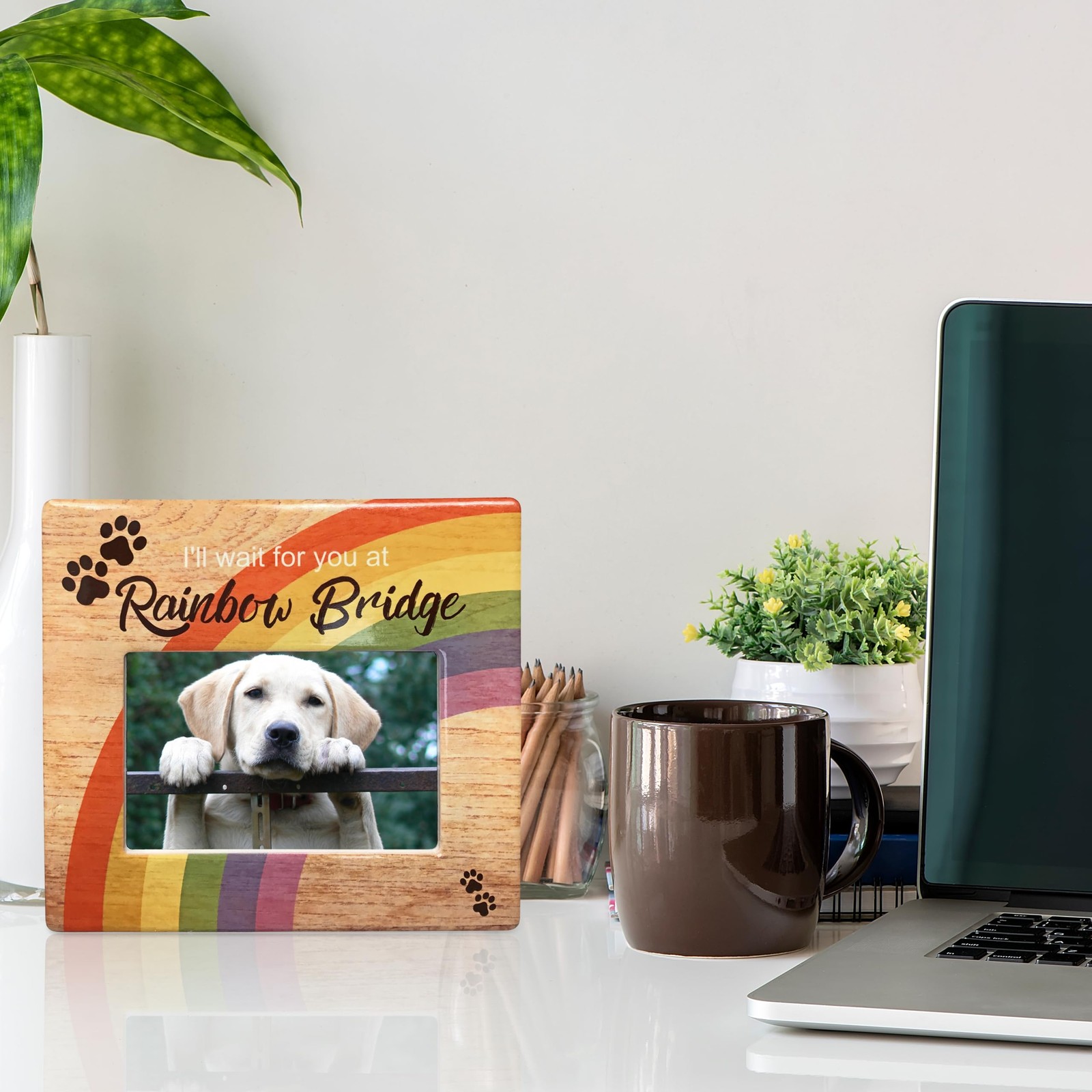 Rainbow Bridge Pet Memorial Picture Frame – I’ll Wait for You at Rainbow Brid…