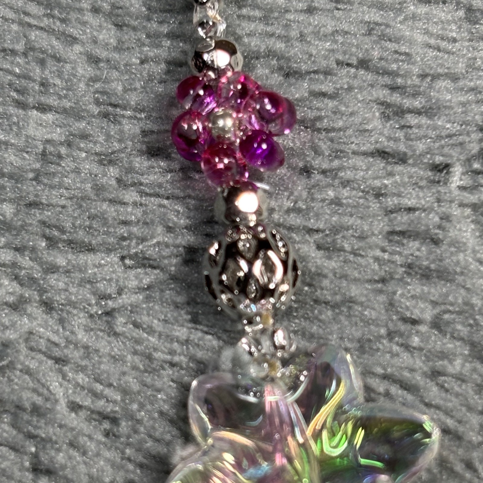 Cremation Ashes Keychain – Cremation Keepsake(pink flower and clear star)
