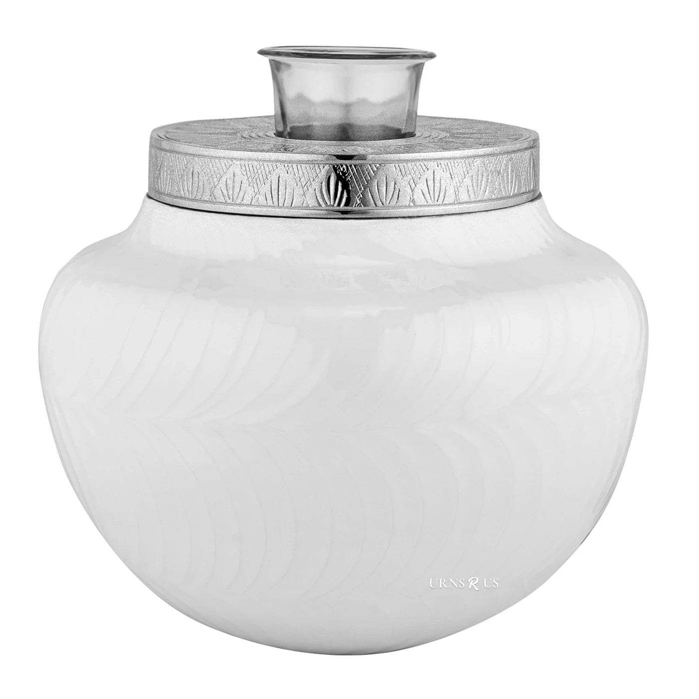 Ample Serenity Remembrance White Urn for Light of Memory