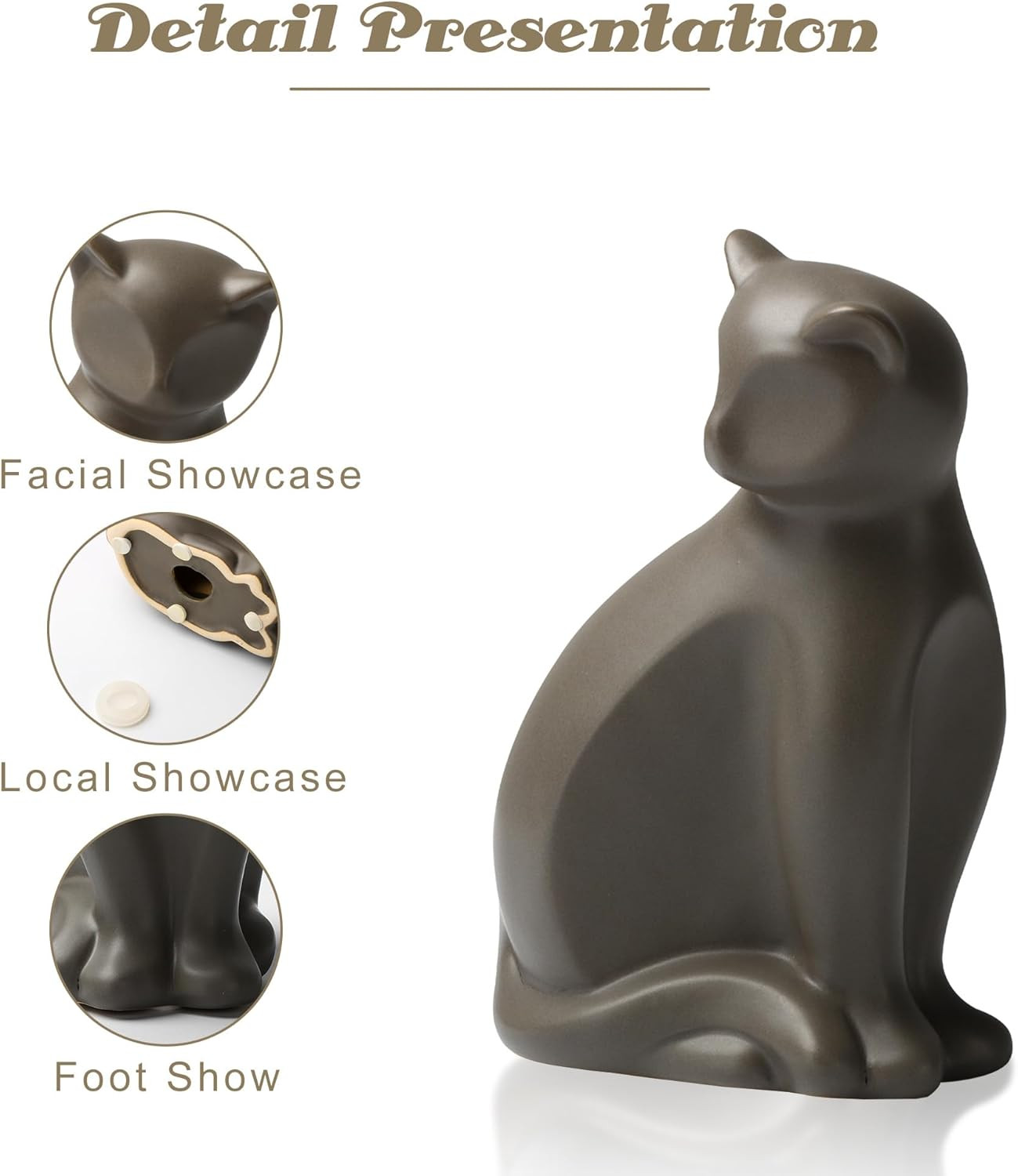 Pet Urns for Cats, Elegant Ceramics Keepsake for Pet Ashes, Small Brown Memorial