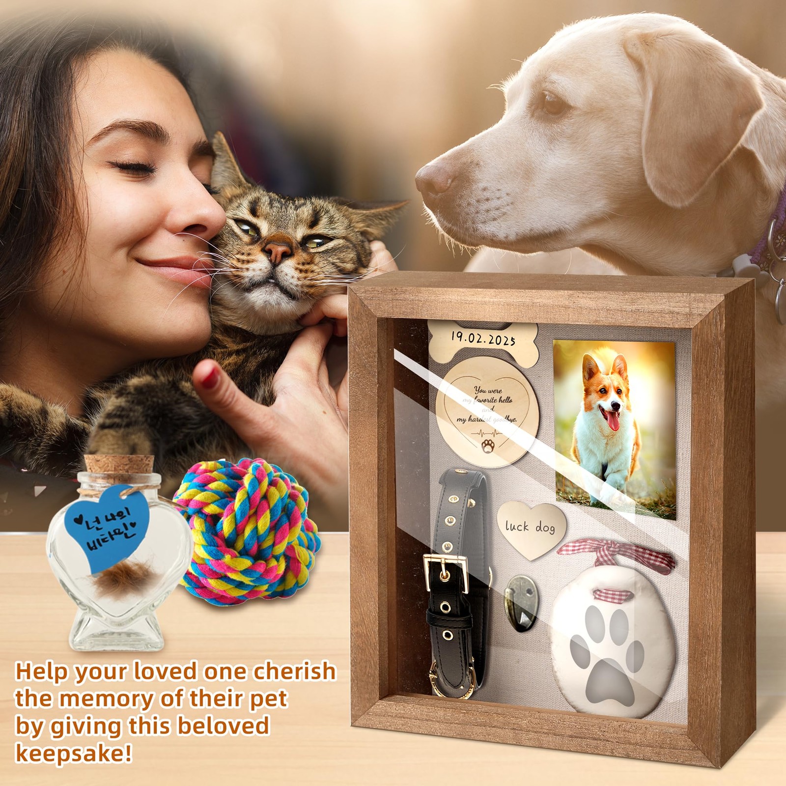 Calpalmy Pet – 11 X 9 Wooden Keepsake Shadow Kit Paw Print Clay