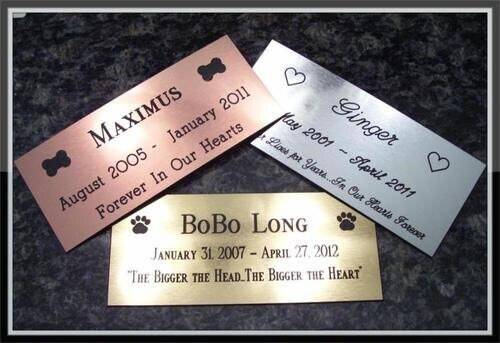 Custom dog cat pet memorial headstone marker plate brass silver copper up to
