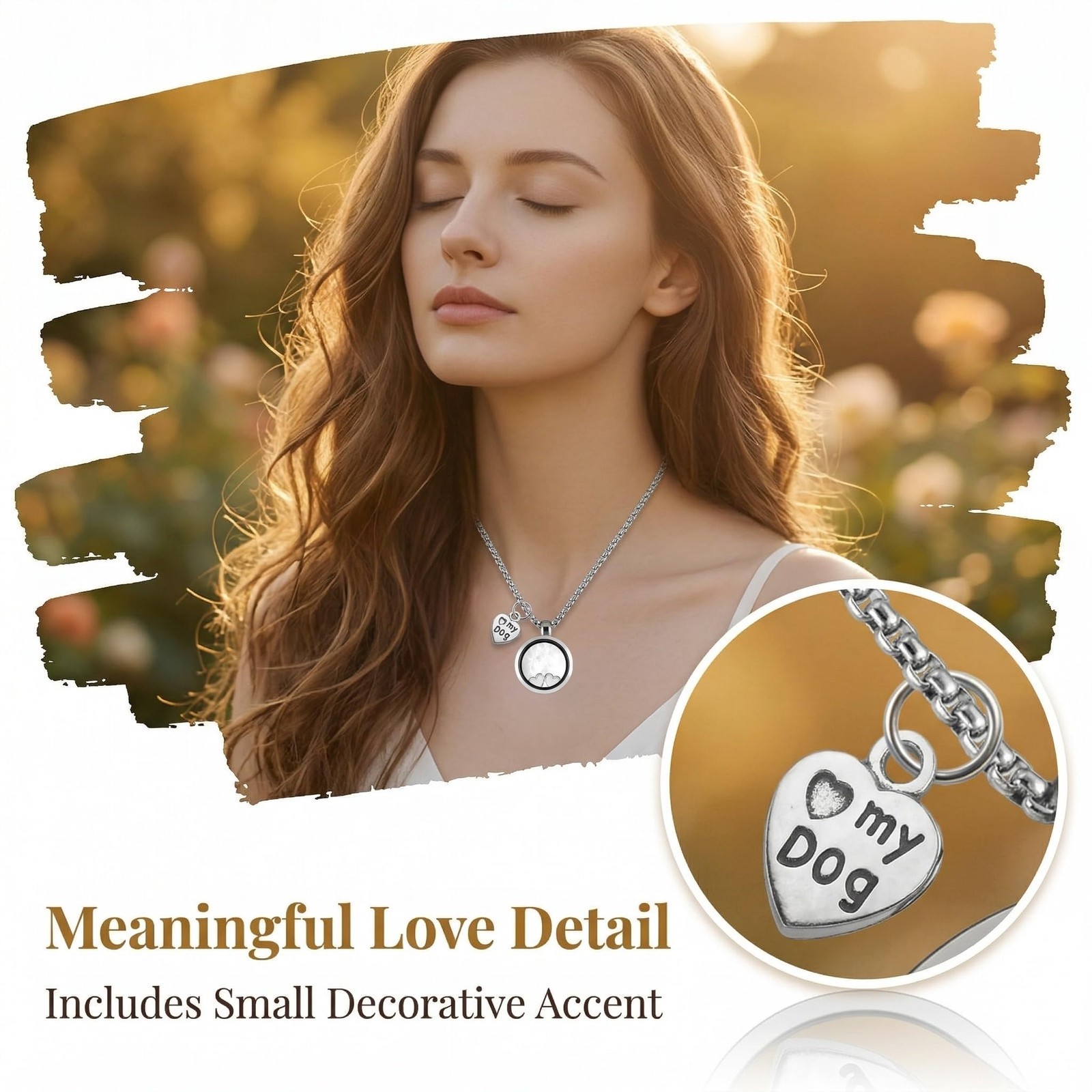 Pet Memorial Necklace,Pet Hair Souvenir Necklace for Dog Memorial Jewelry tha…