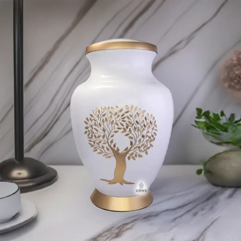Tree of Life Ivory Golden Aria’s Memory Cremation Urn for Ashes