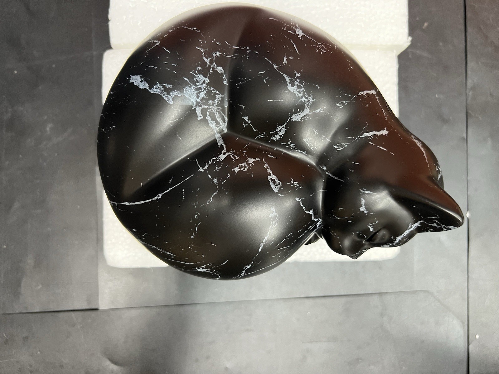 Sleeping Cat Urn For Ashes Black Marble Resin Pet Memorial Cat Cremation