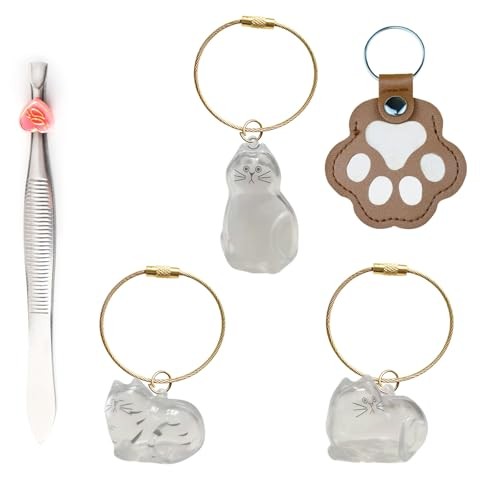 4-Piece Cat Hair Keychain & Cat Fur Memory Charm – Exclusive Pet Fur Keepsake