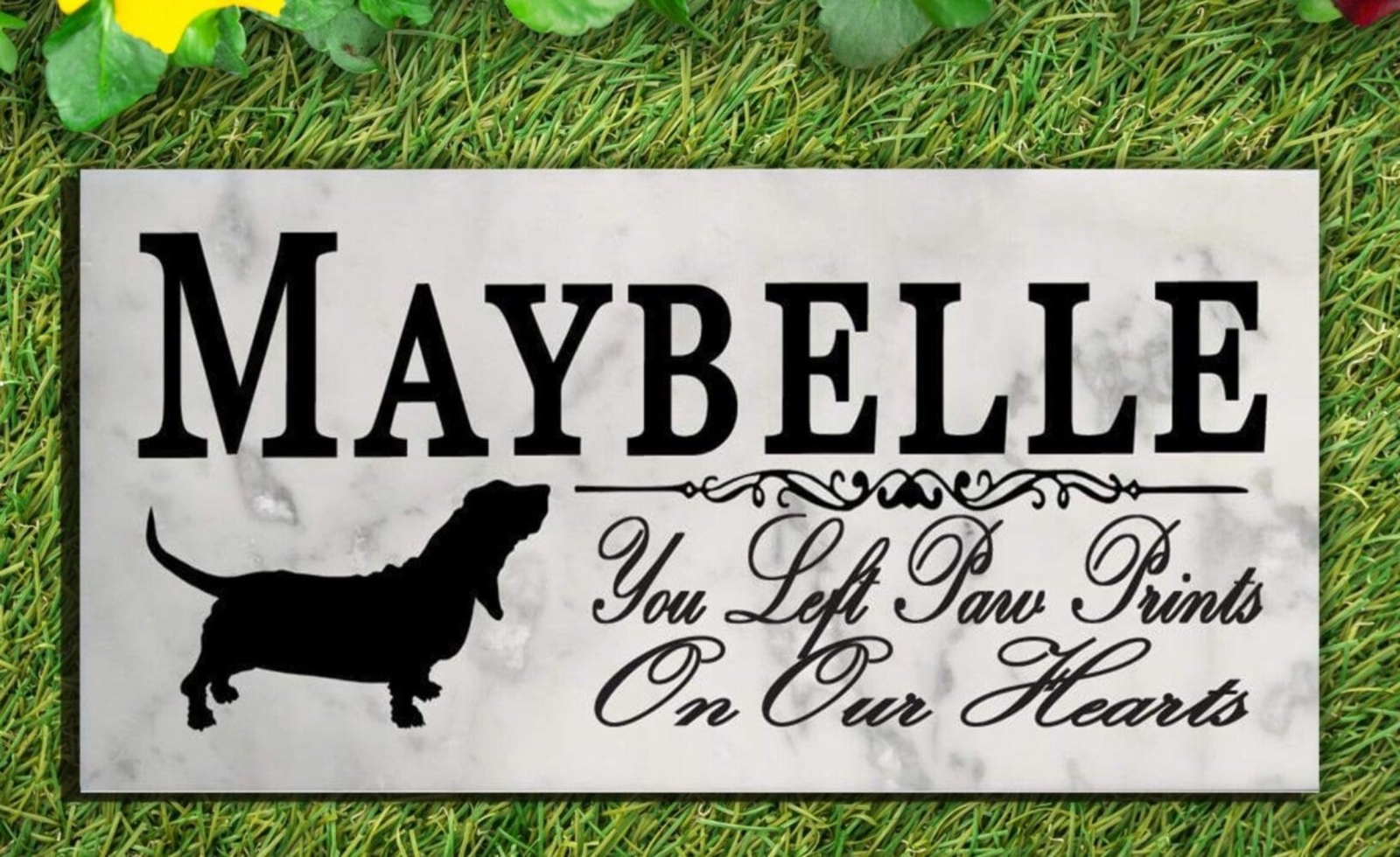 Basset Hound Memorial Marble Stone Plaque Personalized