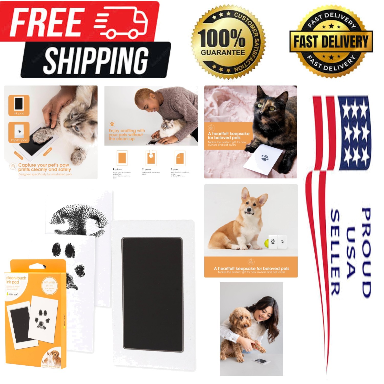 Clean Touch Paw and Nose Print Kit – Perfect for Small/Medium Pets’ Keepsakes