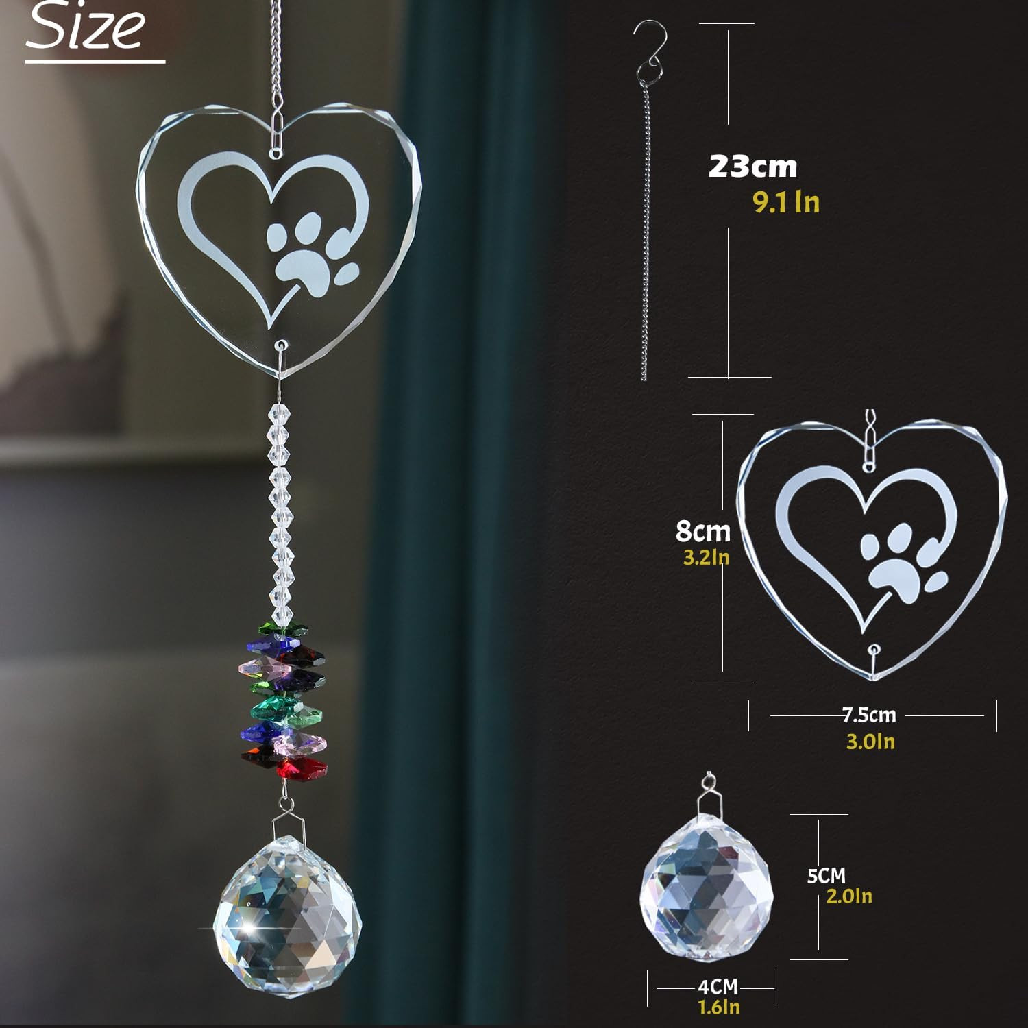 Pet Memorial Gifts Crystal Suncatcher,Dog Memorial Gifts for Loss of Dog,Loss of