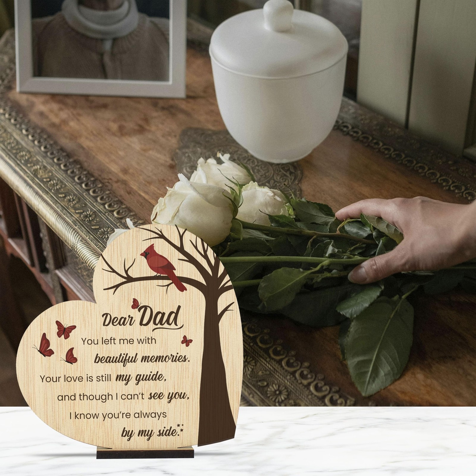Memorial Plaque for Loss of Father Wooden Sympathy Sign in Loving Memory of D…