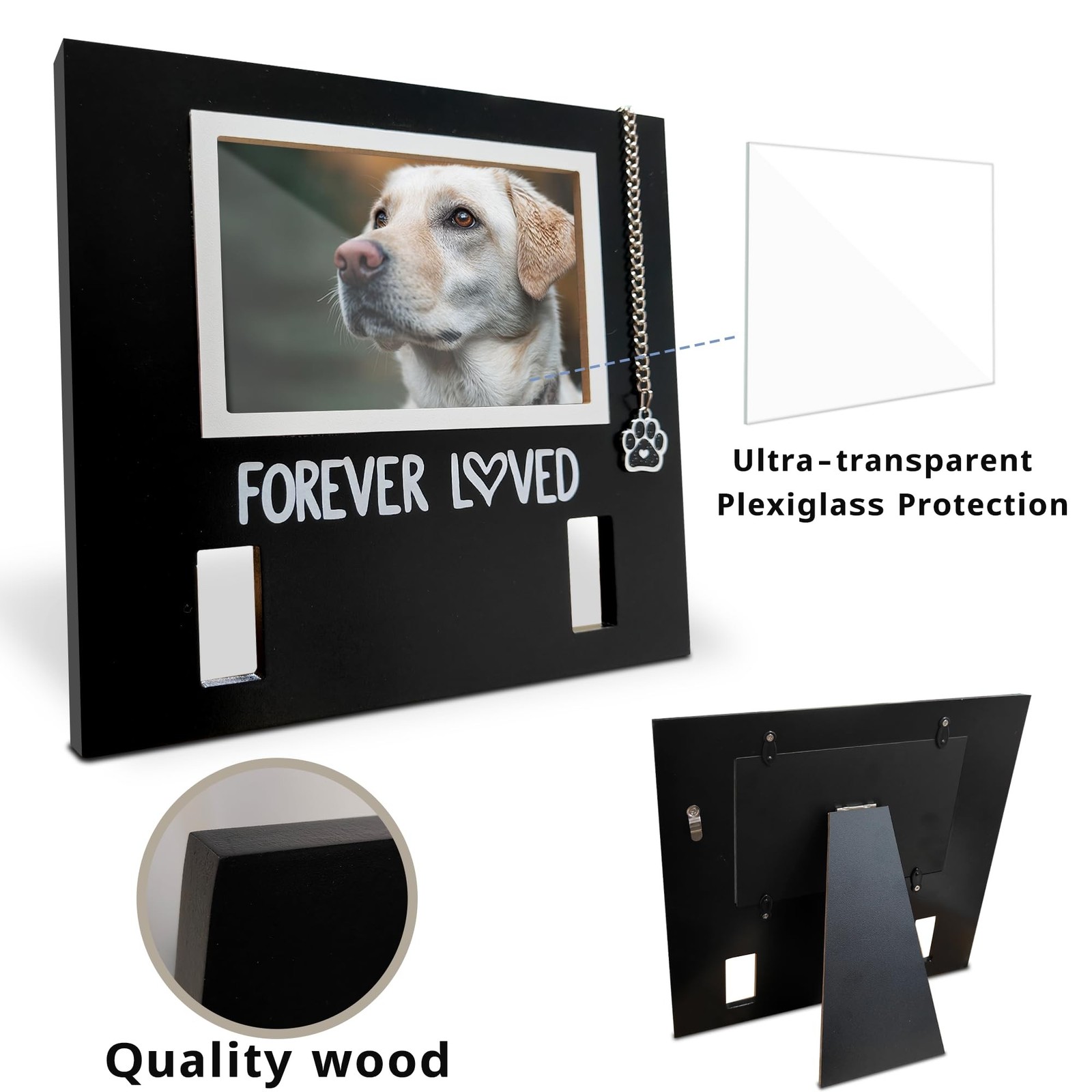 MYPAWLETS Pet Collar Memorial Frame with Pawprint Charm,Dog Memorial Gifts,Lo…