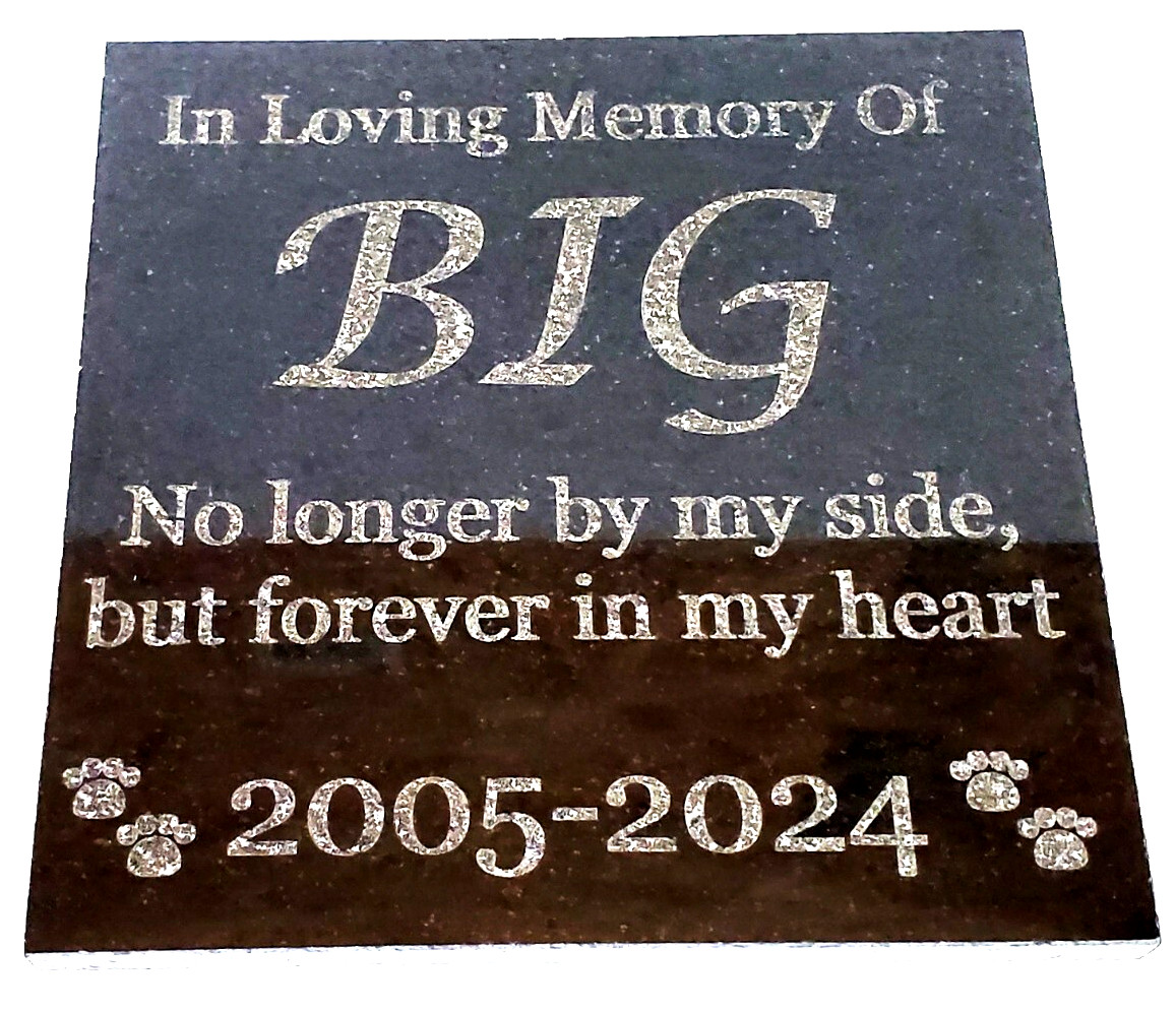 Polished Granite Dog or Cat Pet Memorial Grave Stone Garden Headstone Marker d3