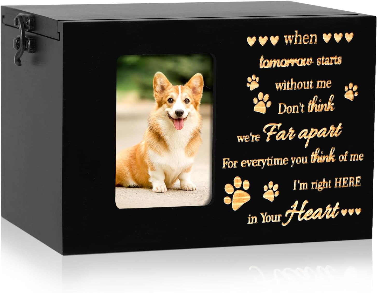 Pet Urns for Dog or Cat Ashes, Wooden Funeral Cremation Urns with Photo Frame, M