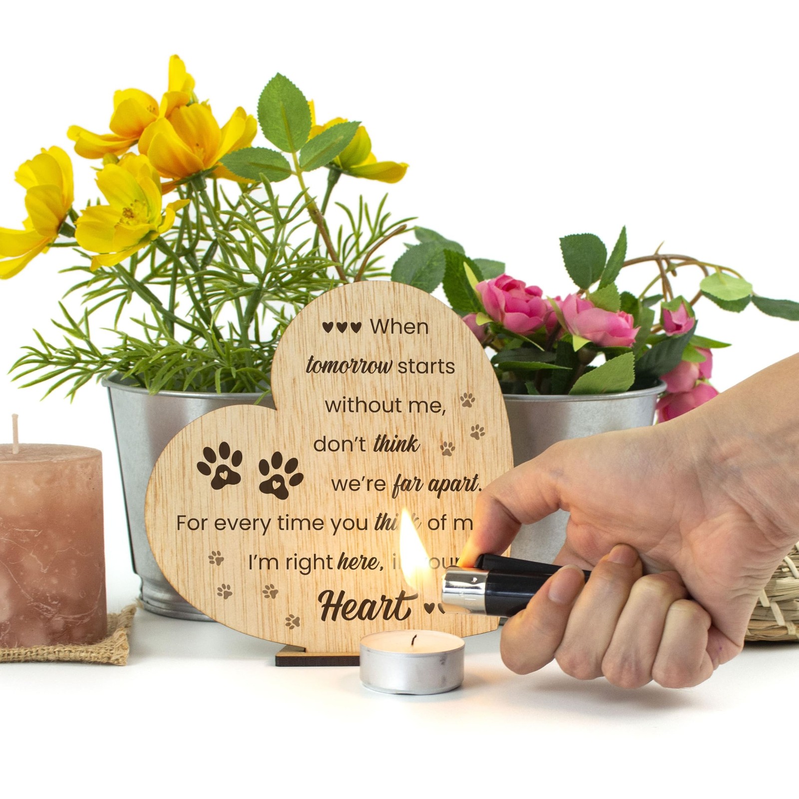Pet Memorial Plaque for Loss of Dog or Cat Wooden Sympathy Sign in Loving Mem…