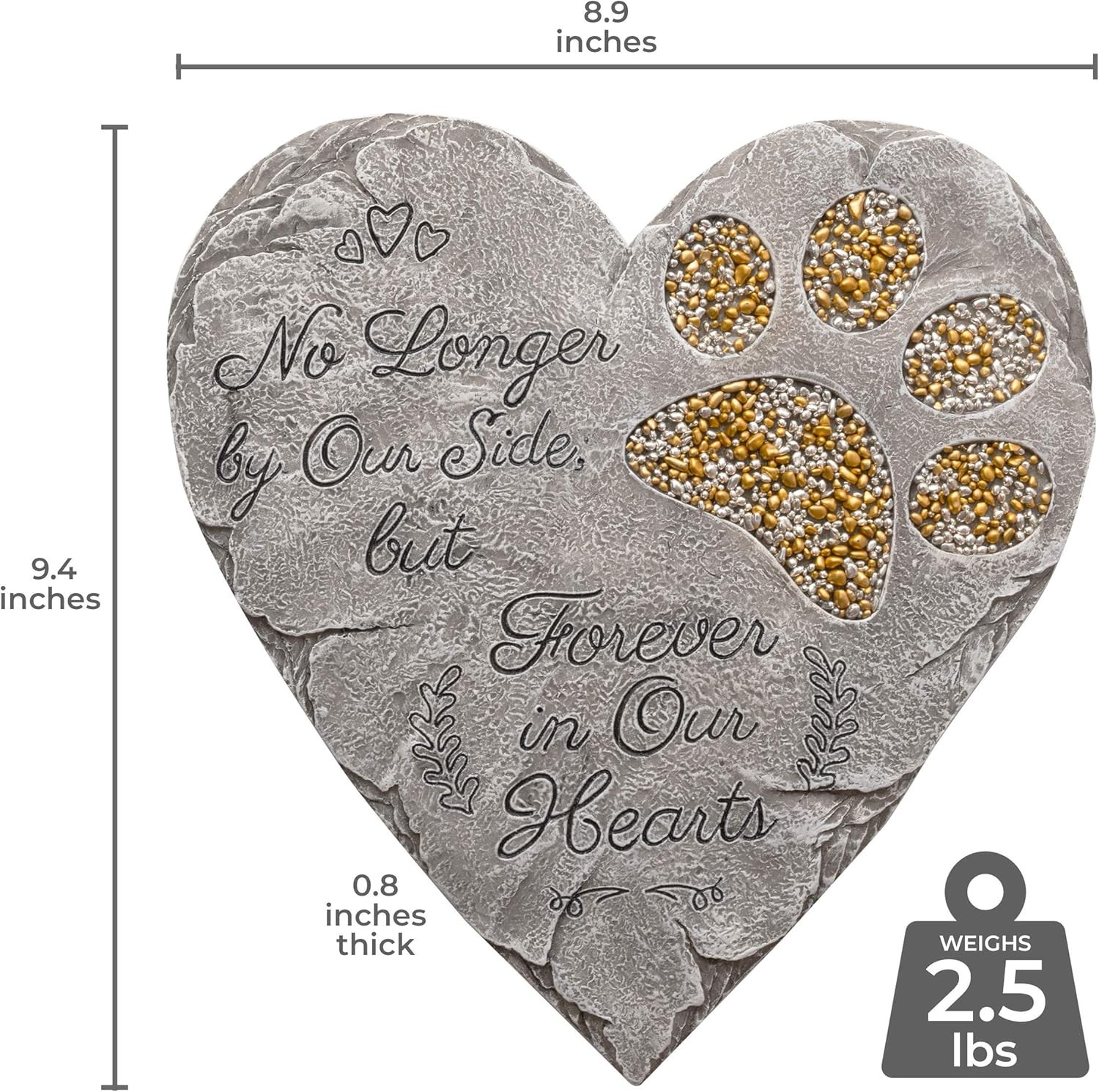 Dog Memorial Stone Heart Shaped Pet Loss Sympathy Gift Garden Grave Marker
