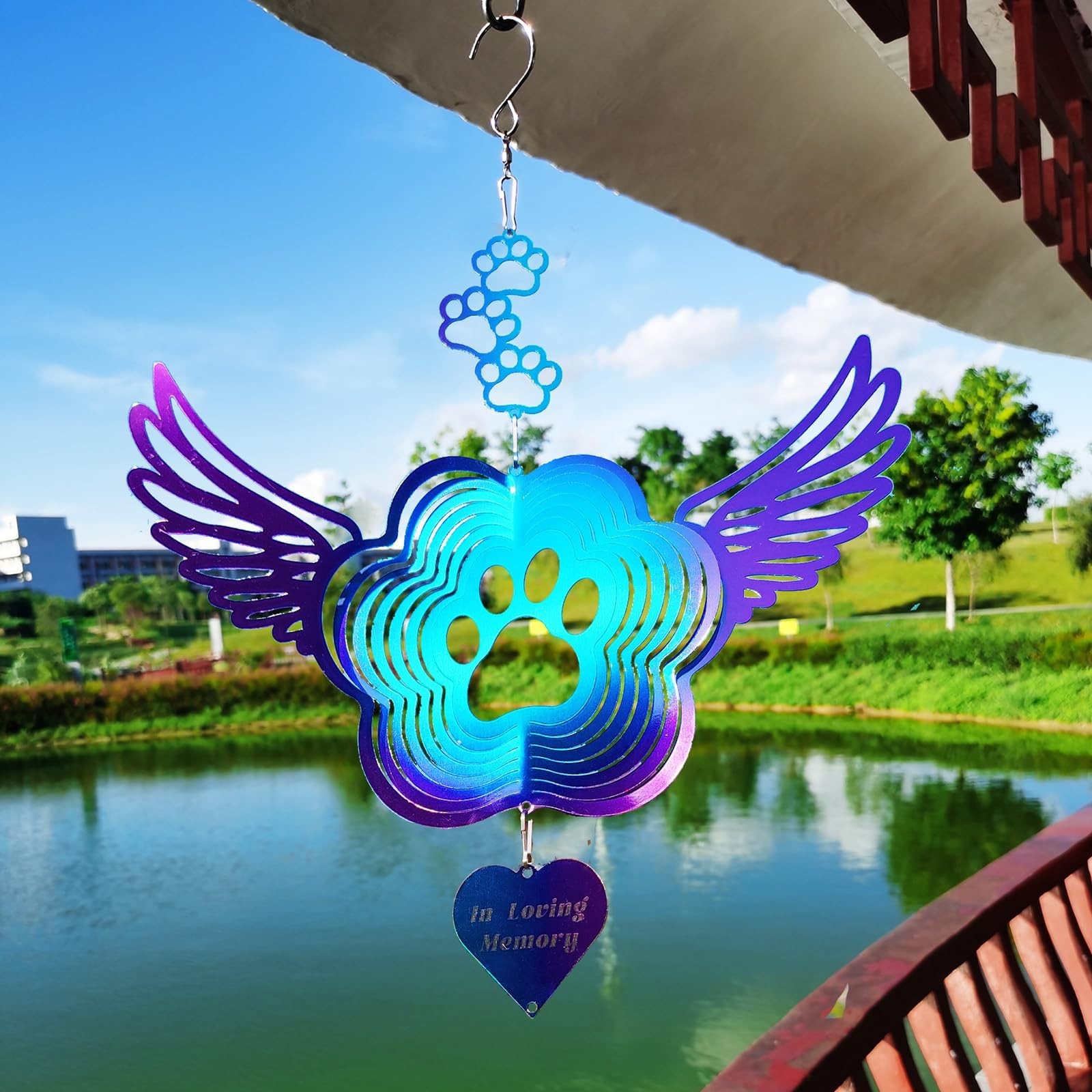 Pet Memorial Wind Spinners, Cat Memorial Gifts,Stainless Steel Angel Wings Pe…