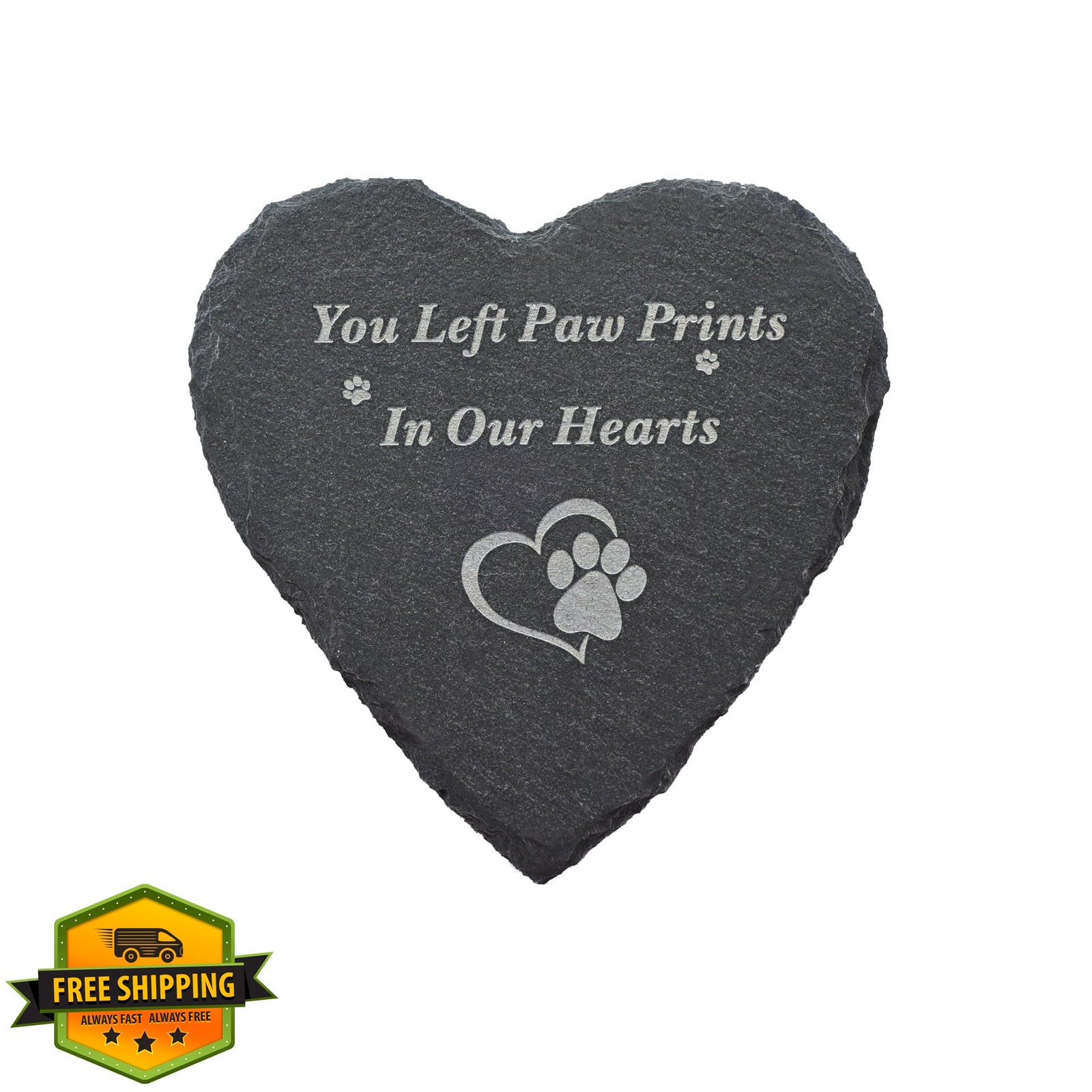 SZKISIDA Heart Pet Memorial Stone 4″ Paw Print