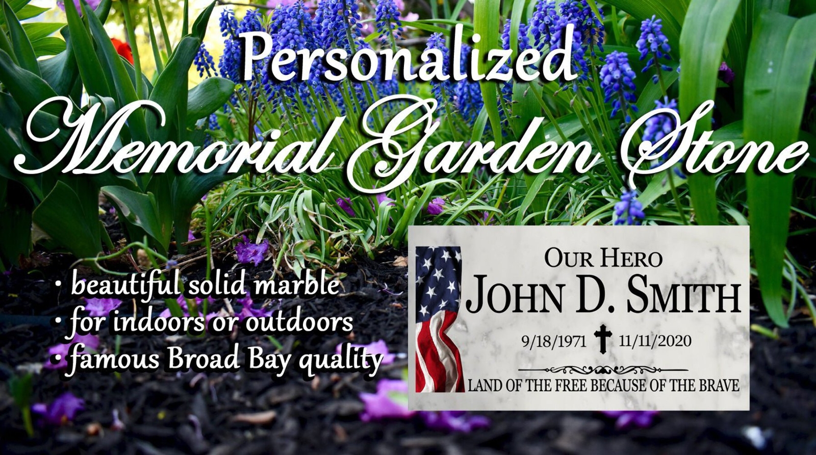 Military Memorial Stone Plaque Gift Custom Outdoor Marble Remembrance Plaque – U