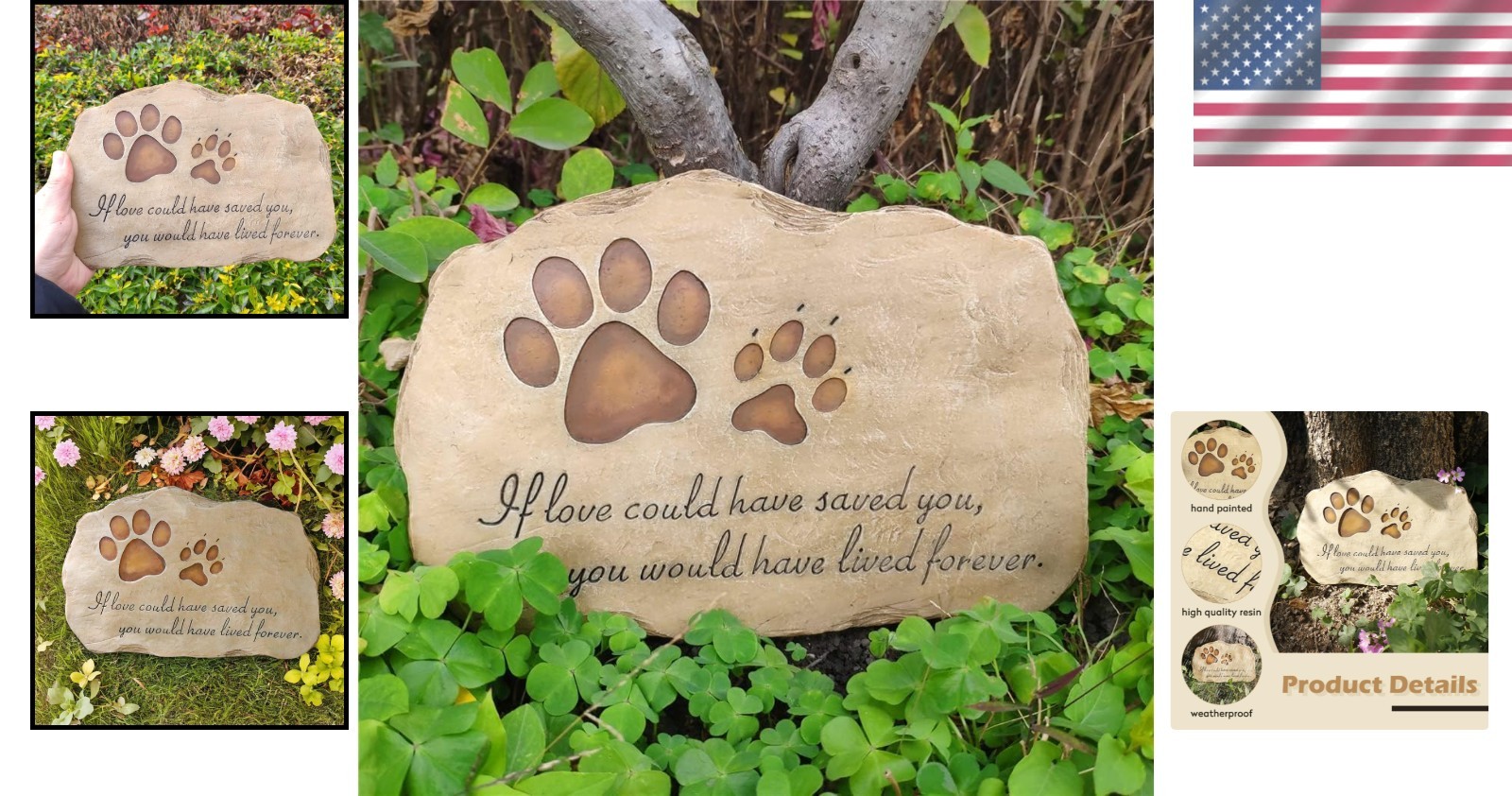 Pet Memorial Stone for Dog or Cat, Outdoor Garden Stone