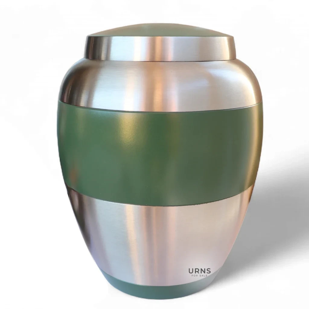 Sage Serenity Green Brass Premium Cremation Urn – Elegant Memorial Adult – Large