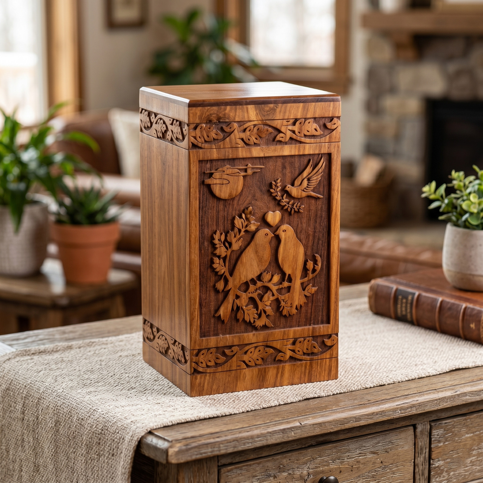 Tree of Life Wooden Urn Rosewood Handmade Cremation Ashes Human Pet