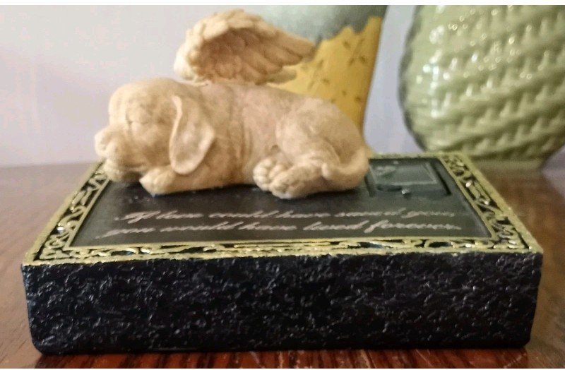 NEW Solar Light Dog Puppy Memorial Stone Tombstone Grave Maker Sympathy Loss