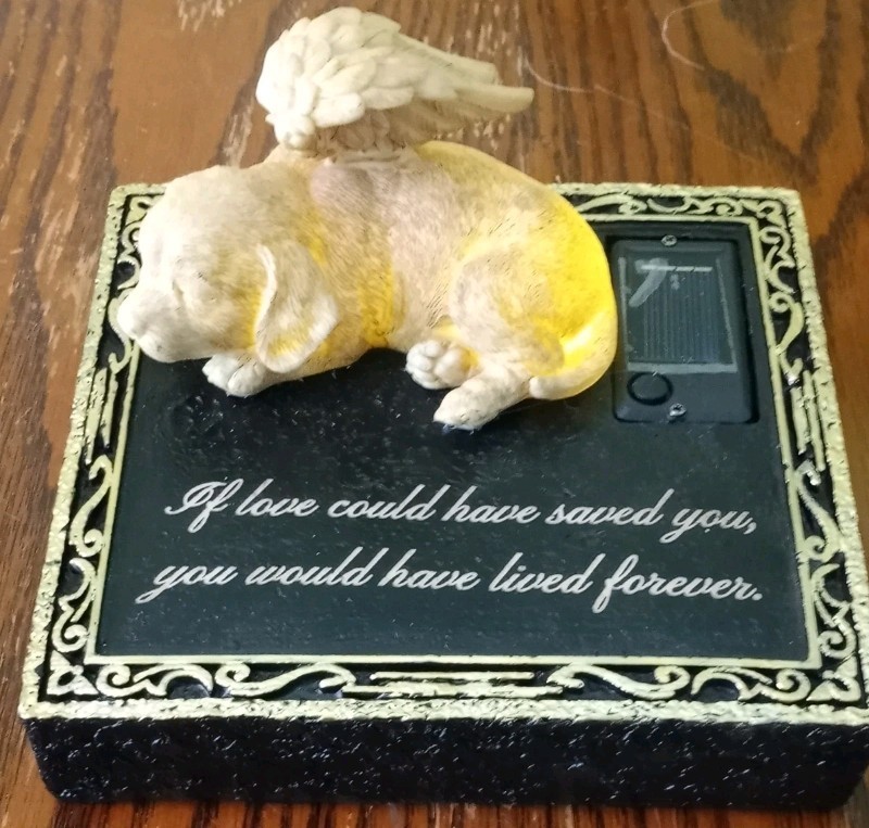 NEW Solar Light Dog Puppy Memorial Stone Tombstone Grave Maker Sympathy Loss