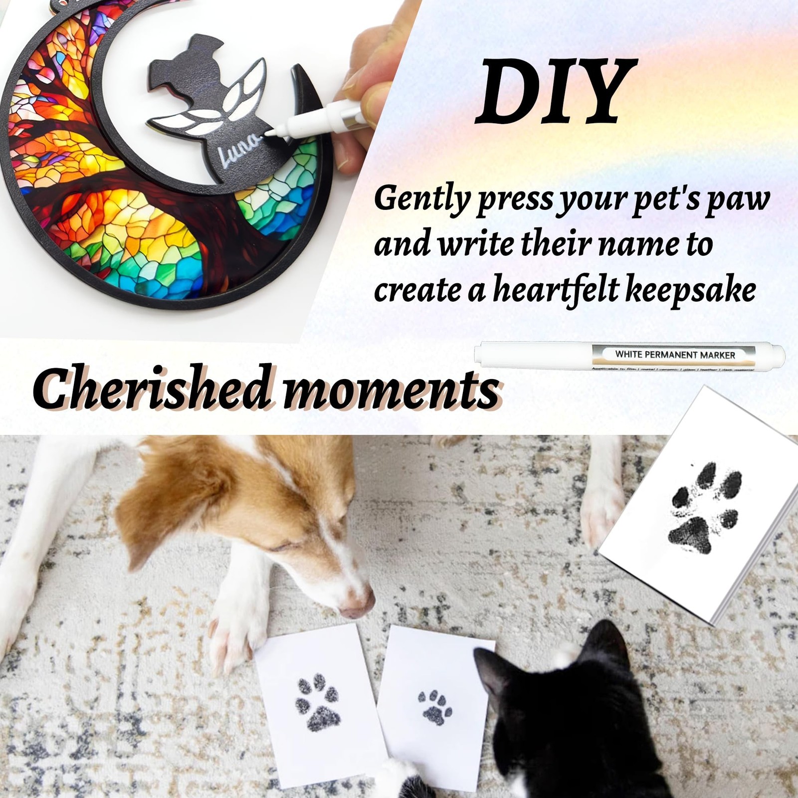 Dog Memorial Gift for Loss of Dog – DIY Angel Memorial Suncatcher & Paw Pr