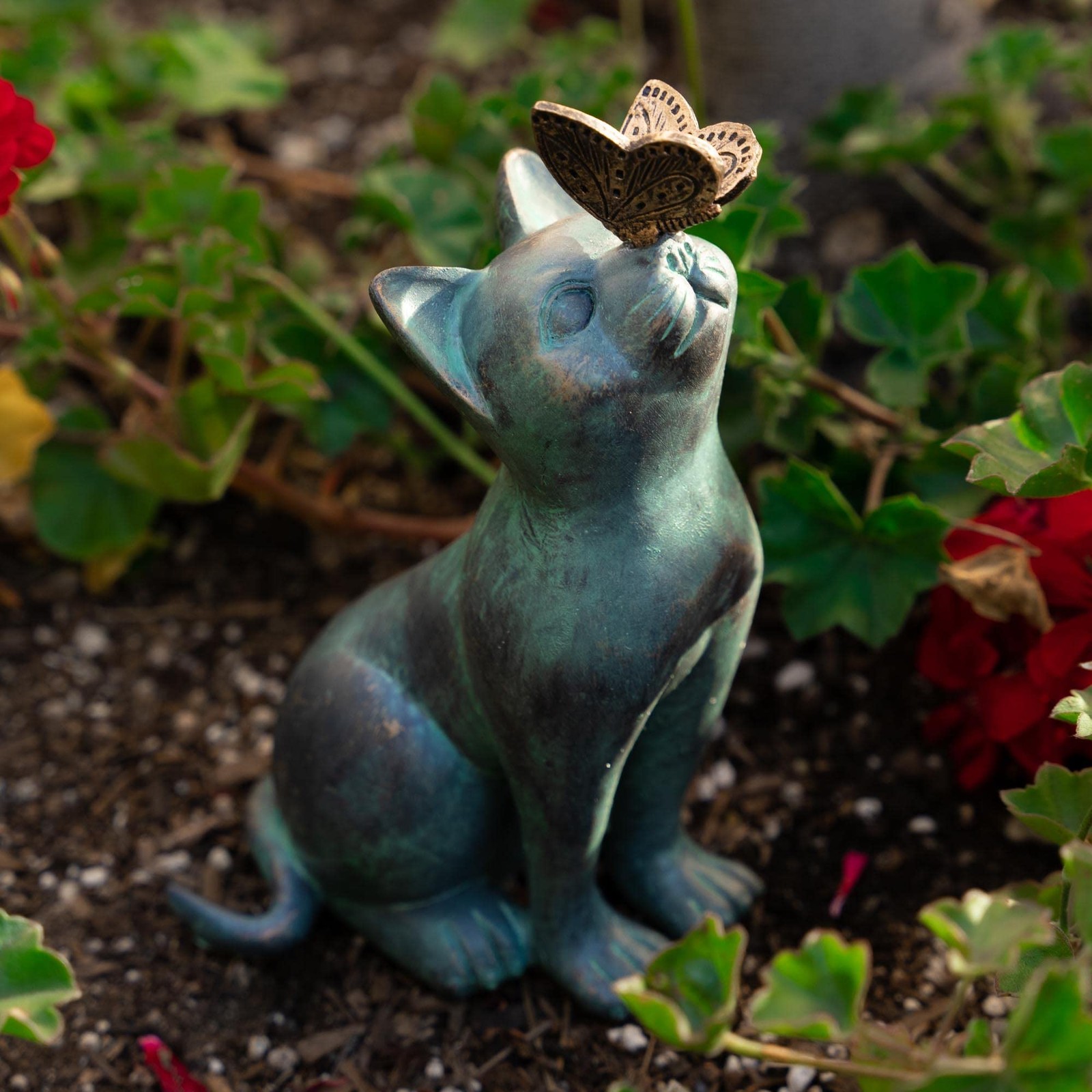 iHeartCats Cat Memorial Figurine with Butterfly – Cat Statue Pet Memorial Gifts