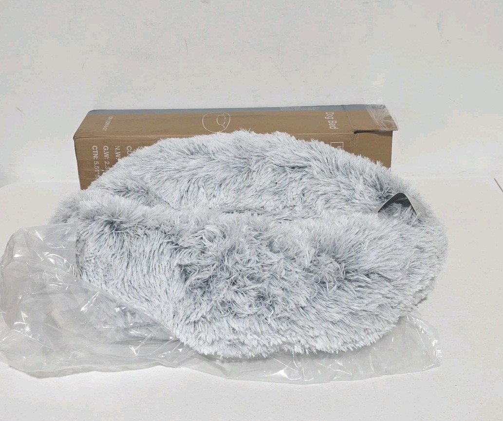 Anti-Slip Round Fluffy Plush Faux Fur Cat Bed Fits Up To 25 Lbs Pets 24″