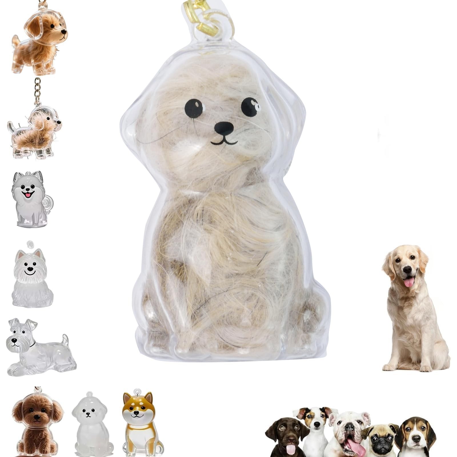Dog Hair Collector Keychain Charm Memorial Storage ,Pet Hairs Keychain,Pet Fu…