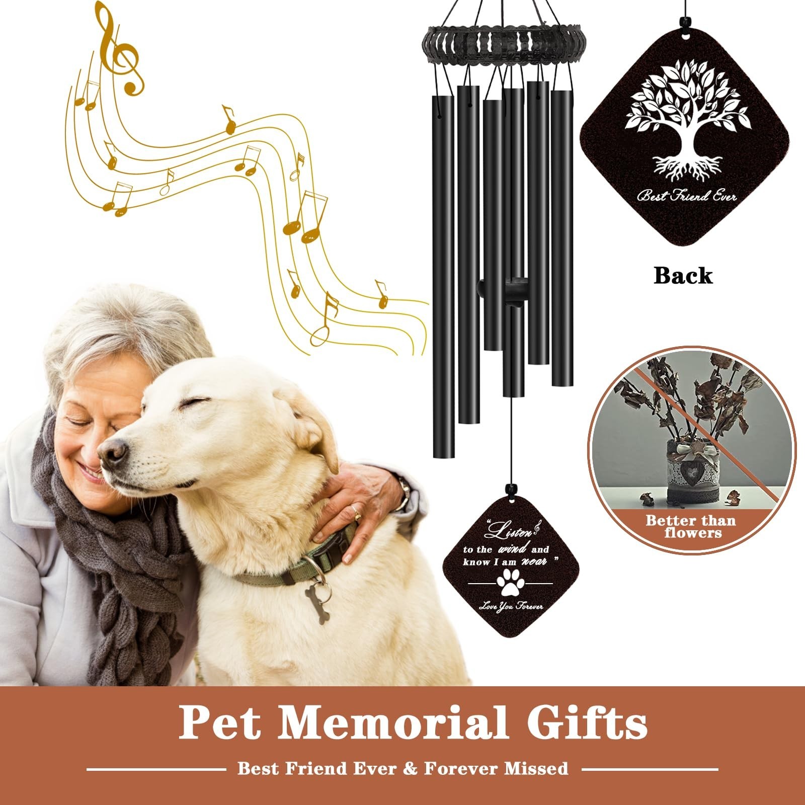 VENBEEL Dog Memorial Gifts for Loss of Dog, 28″ Pet Memorial Wind Chime, Loss…