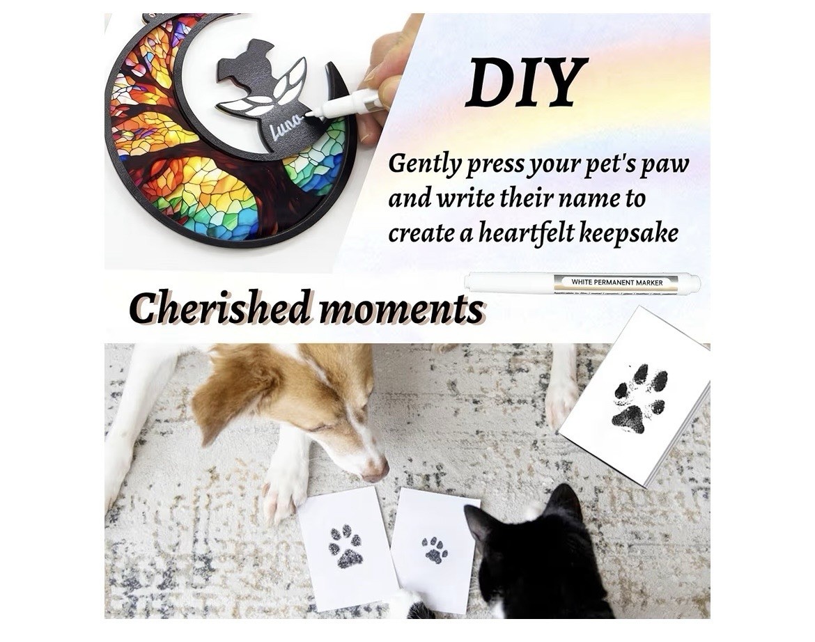 Dog Memorial Gift for Loss of Dog DIY Angel Memorial Suncatcher & Paw Print