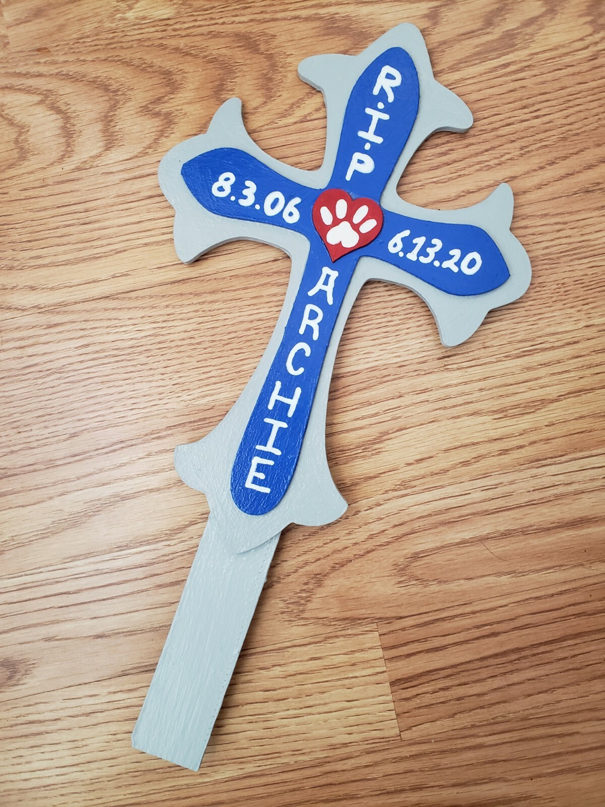 Custom Pet Memorial Grave Marker *LeFleur Wood Cross* Personalized Handmade USA