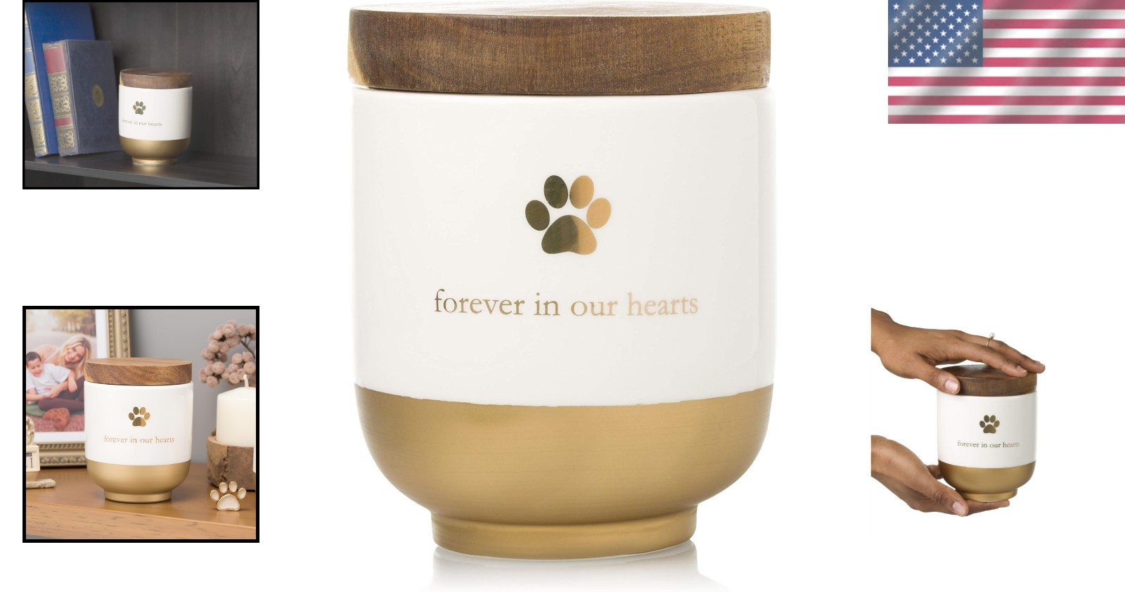 Pet Memorial Urn, Forever in Our Hearts, Rainbow Bridge