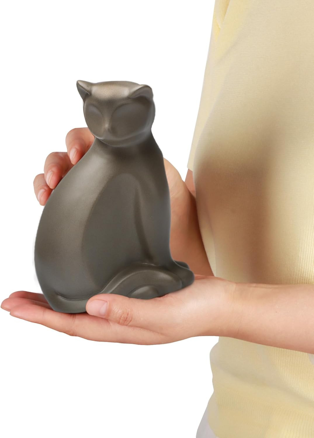 Pet Urns for Cats, Elegant Ceramics Keepsake for Pet Ashes, Small Brown Memorial