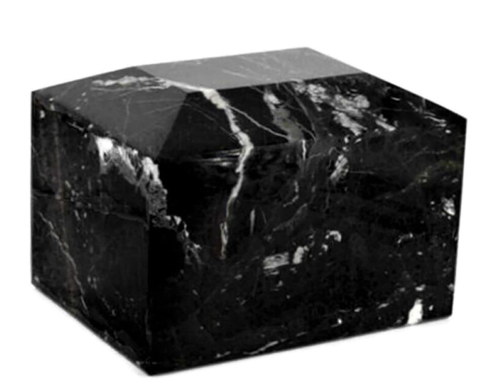 Black Marble Urn, Adult Stone Cremation Urn Box for Funeral and Burial – Large