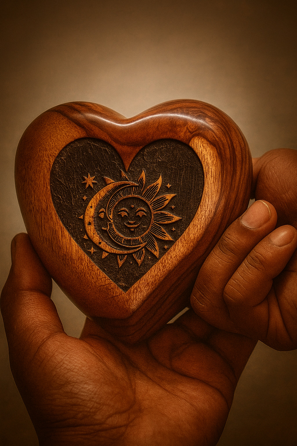 Pet Memorial Wood Urns for Dog or Cat Ashes Heart Shape Sun moon Design Urn