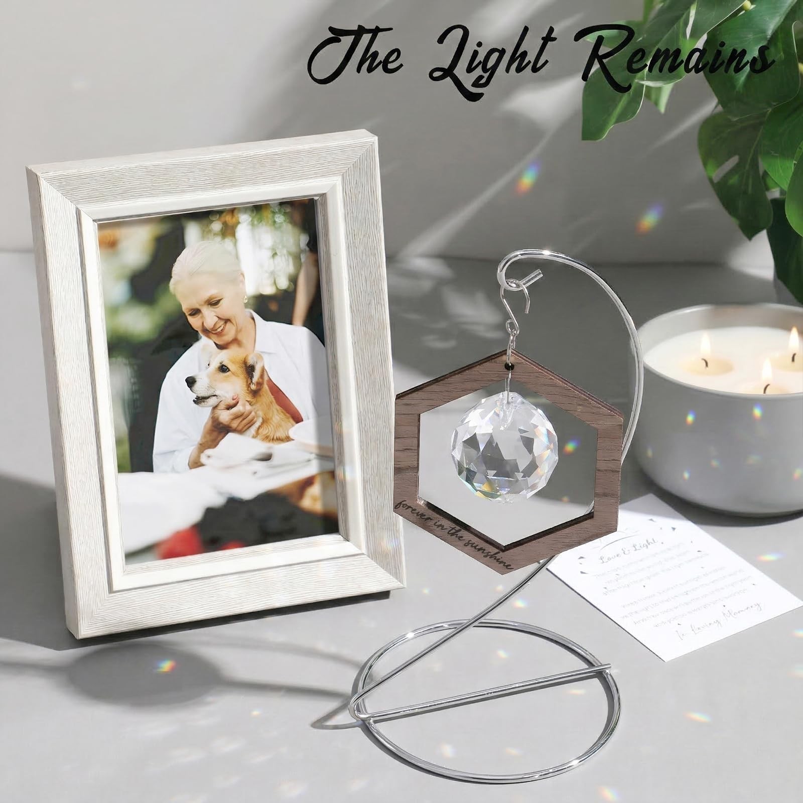 Memorial Crystal Suncatcher Sympathy Gifts for Loss of Loved One, Hanging Mem…