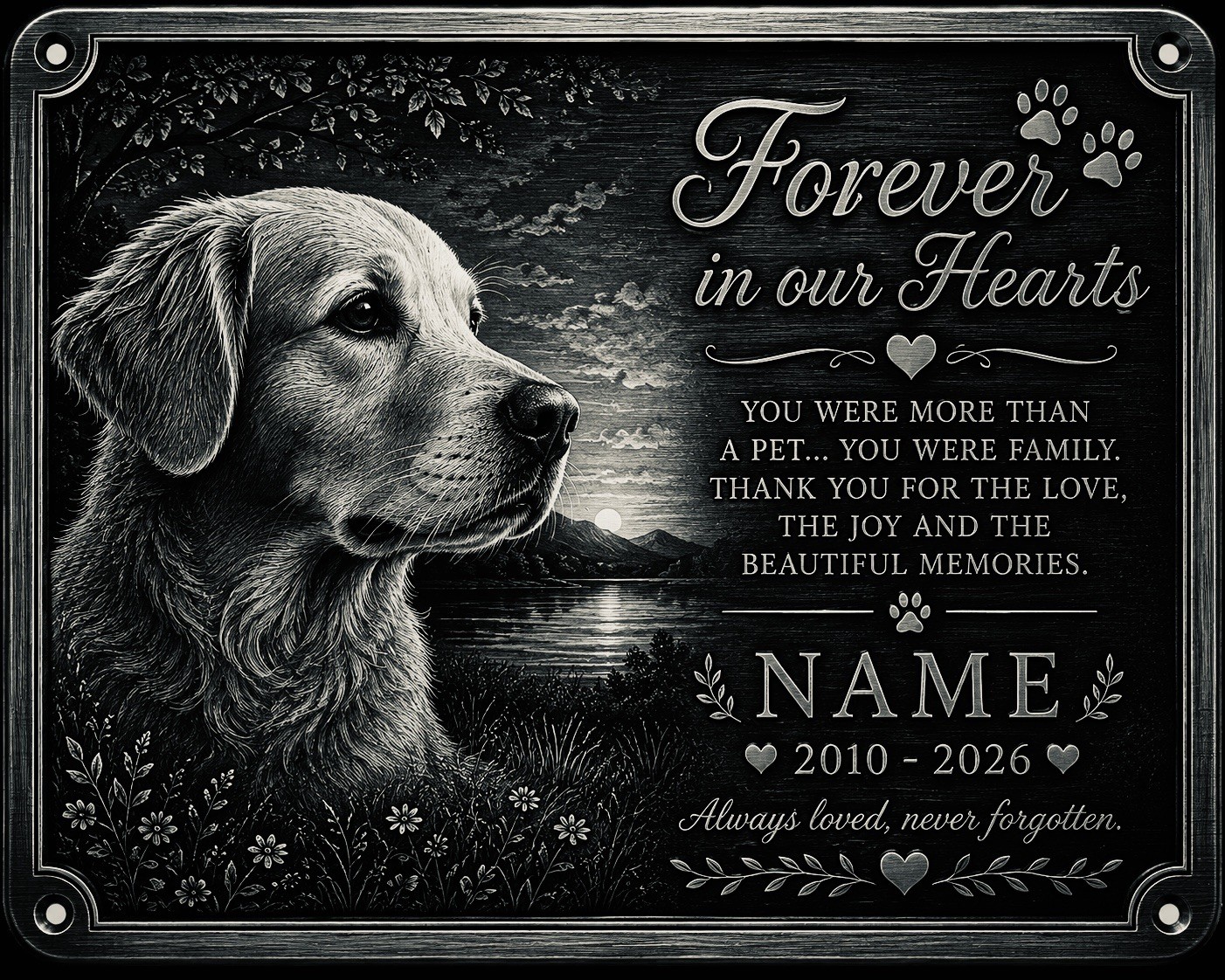 Personalised Pet Memorial Plaque Custom Photo Engraved Dog Cat Horse