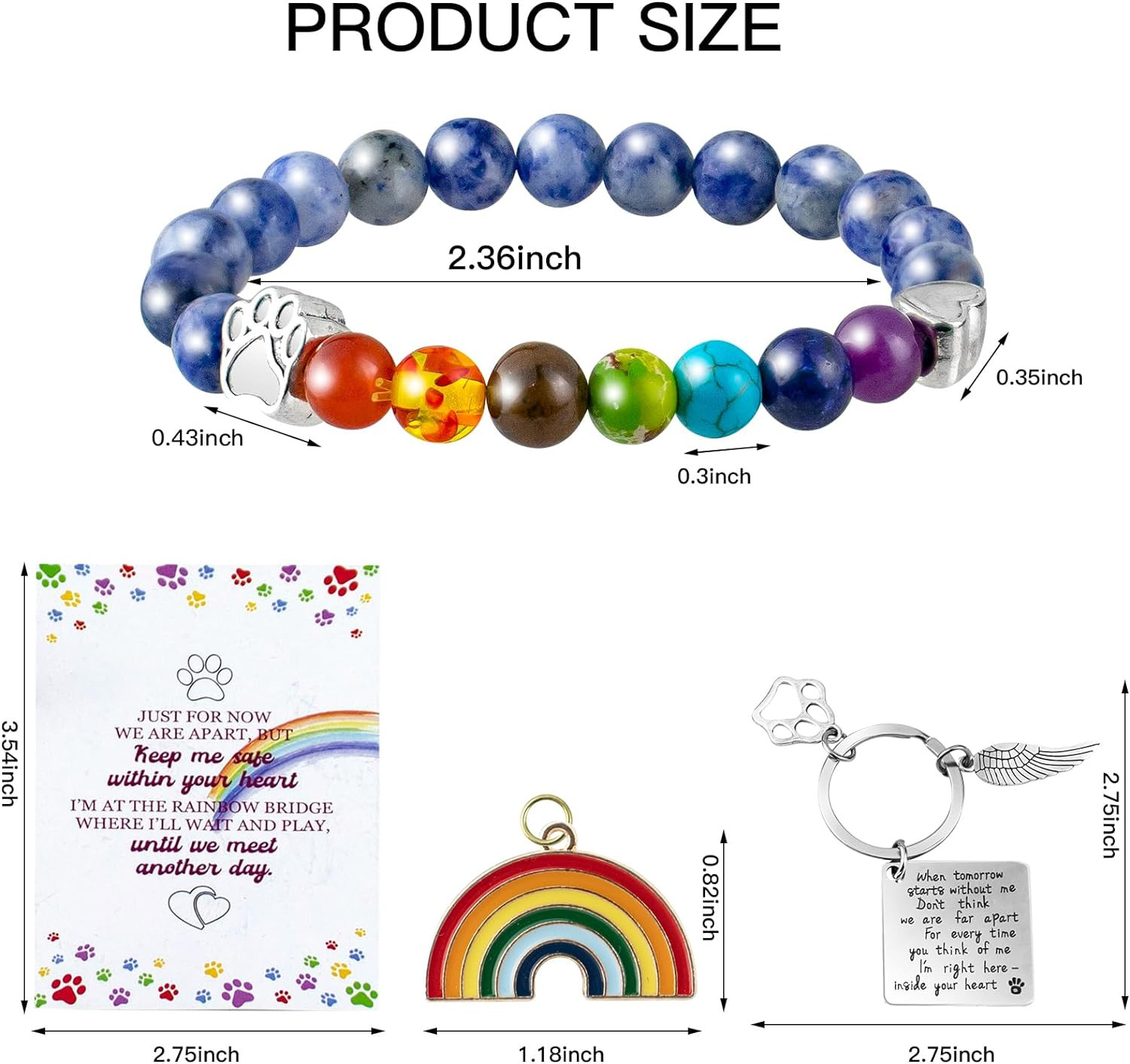 Pet Memorial Gifts, Pet Sympathy Gift, Rainbow Bridge Bracelet for Beloved Dog C