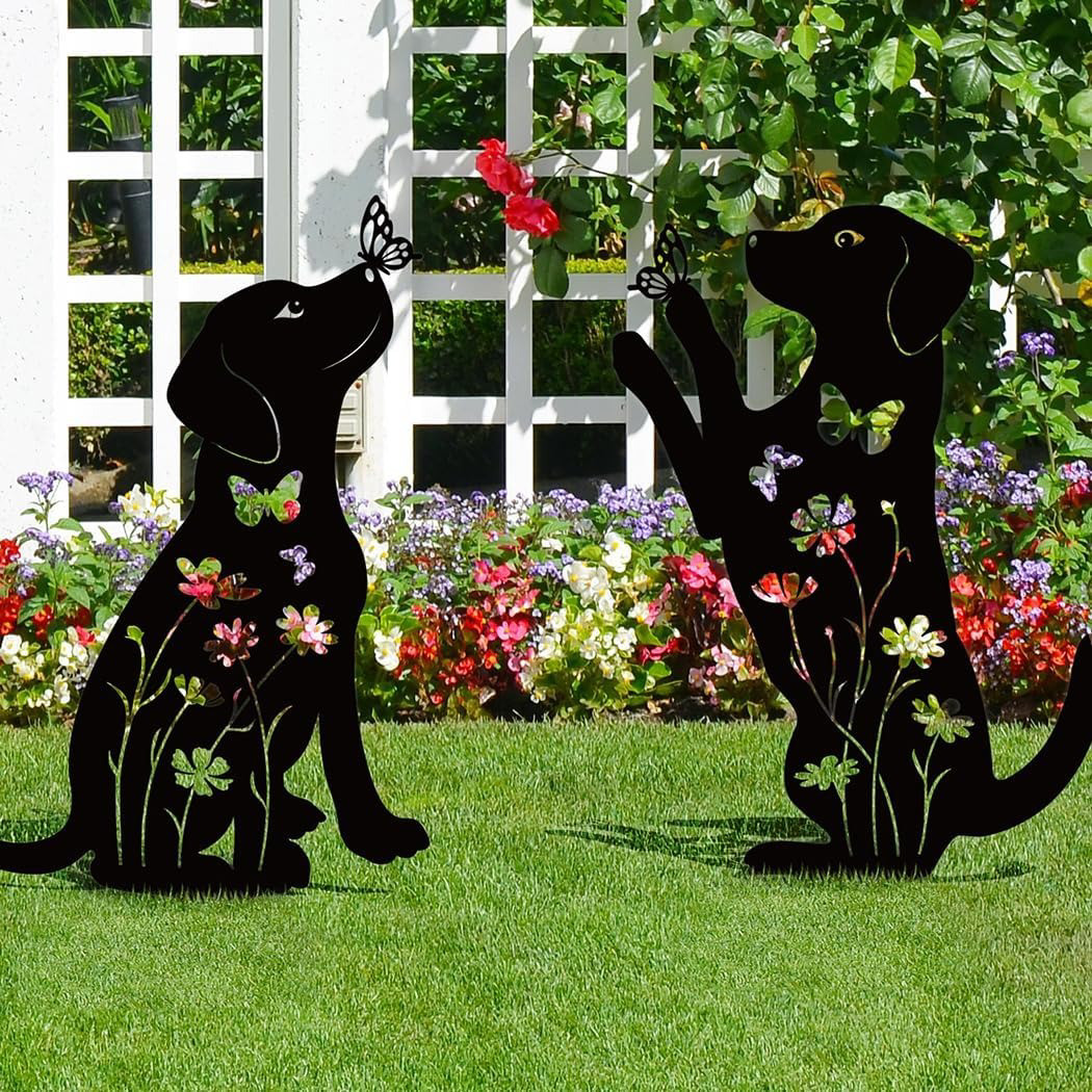 Rainbow Bridge Pet Memorial Garden Stakes 2-Pack Weather Resistant Iron Decor