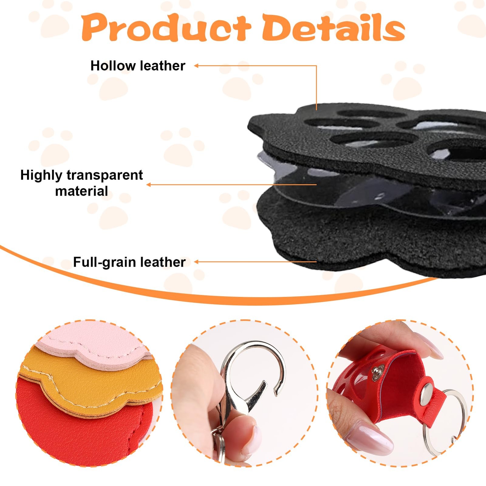 8 Pcs Pet Paw Shaped Leather Keychain with Lobster Clasp,Pet Hair Keychain Se…