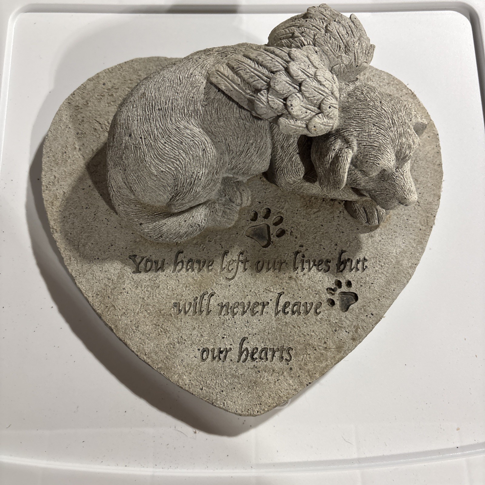 Statue of Dog Figurine in Memory of My Best Friend Sculpture on heart base