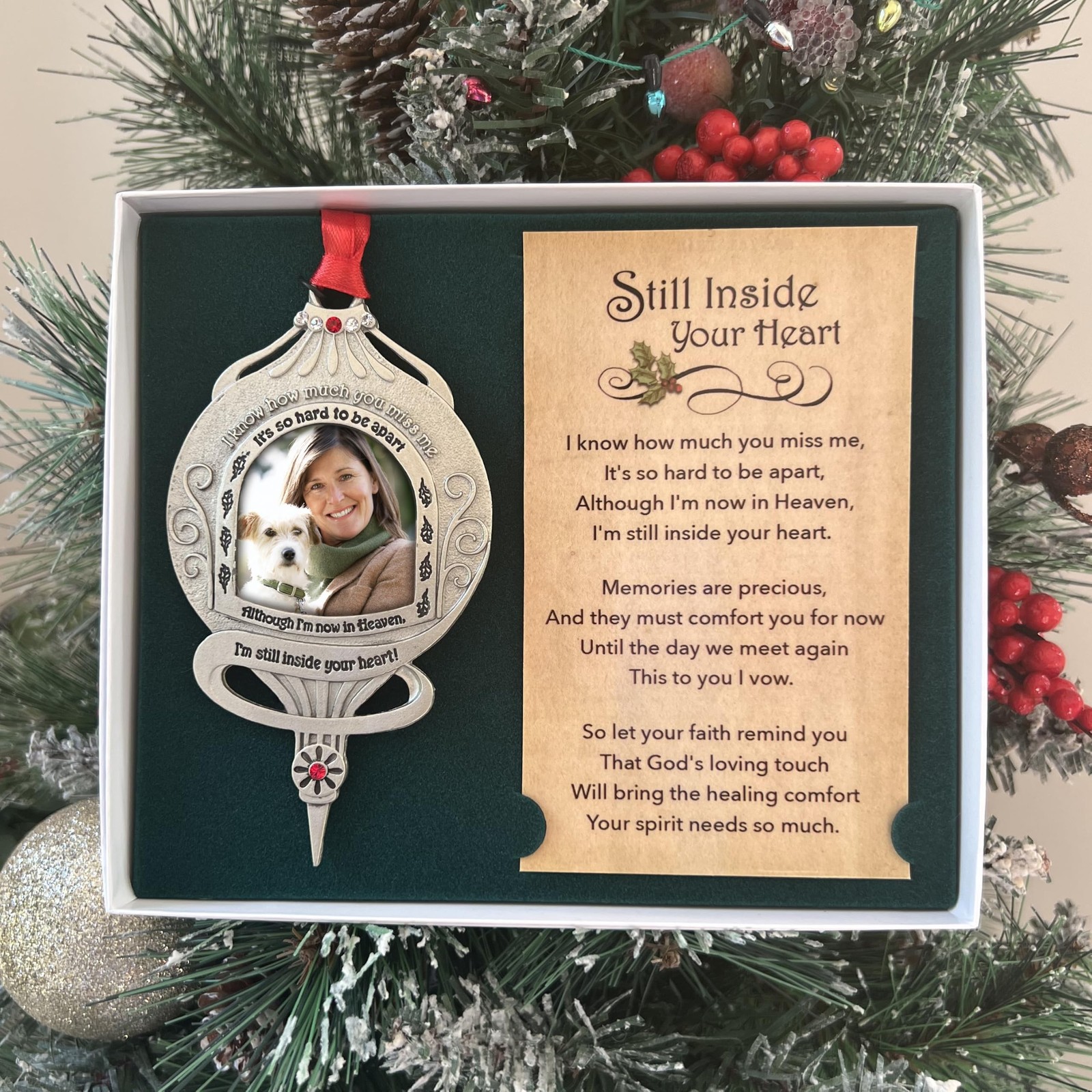 Memorial Photo Frame Ornament – Still Inside Your Heart, Christmas Memorial O…